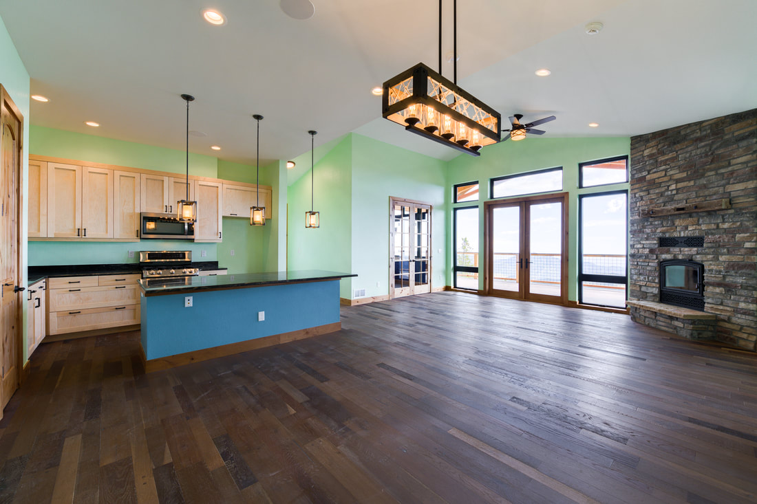 Open living room with upgraded trim details