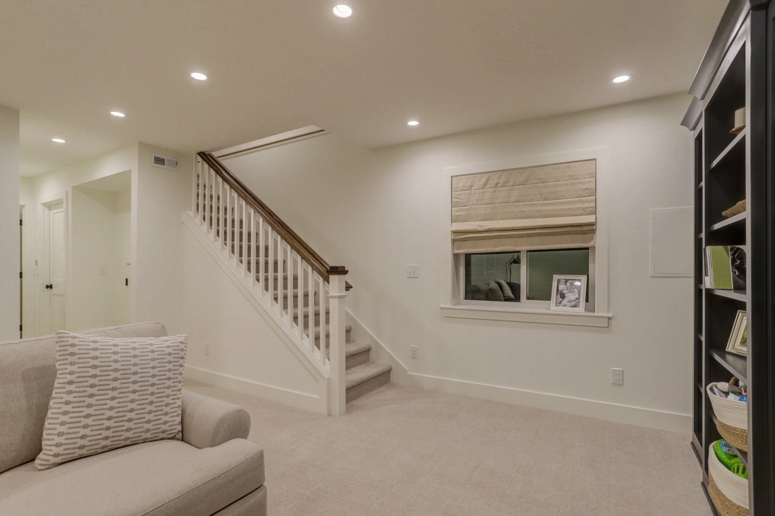 Family room renovation with custom trim