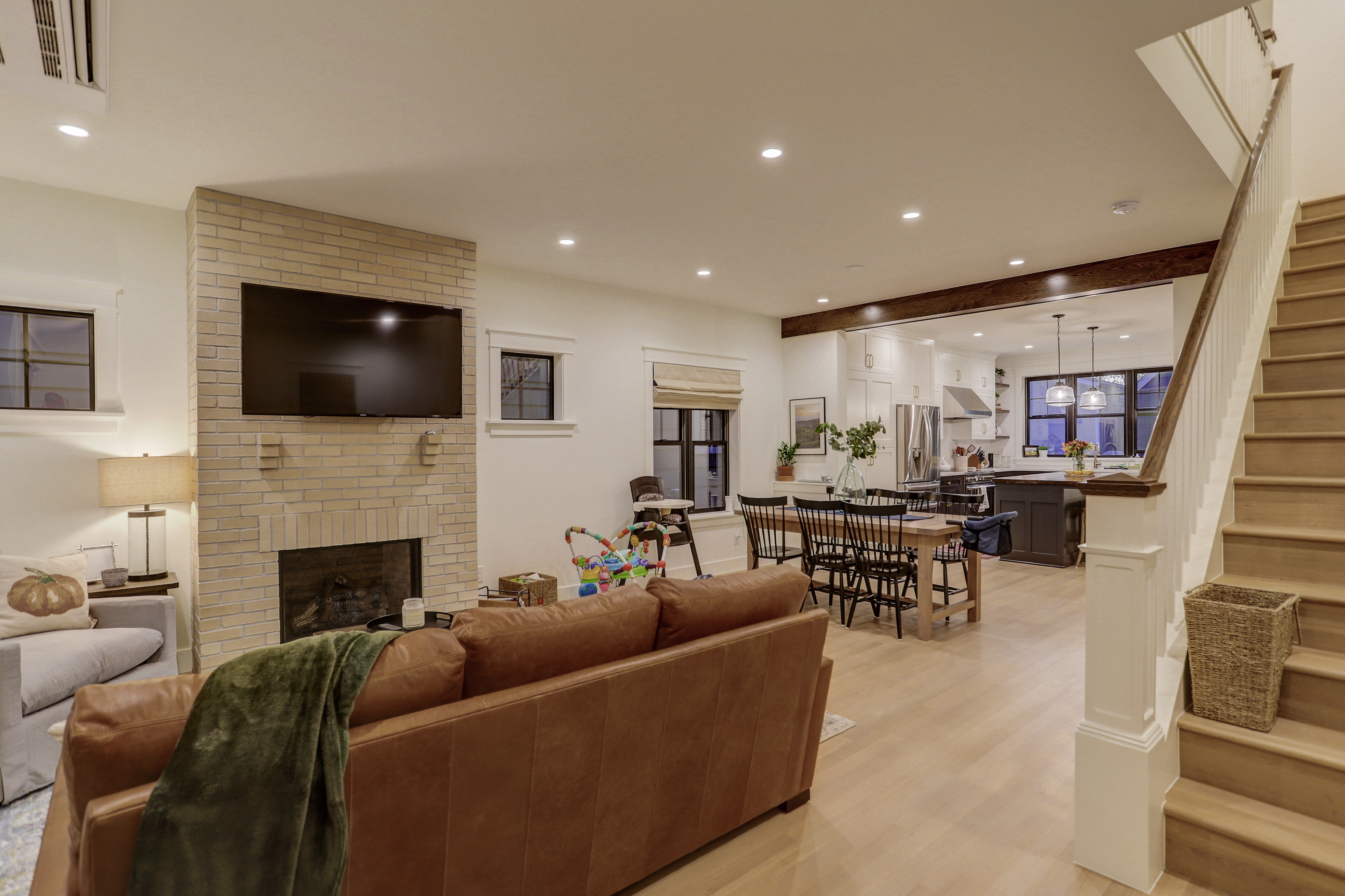 Custom interior trim and door work in a Denver living room